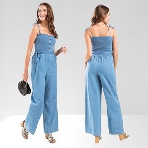 Smocked Wide Leg Jumpsuit